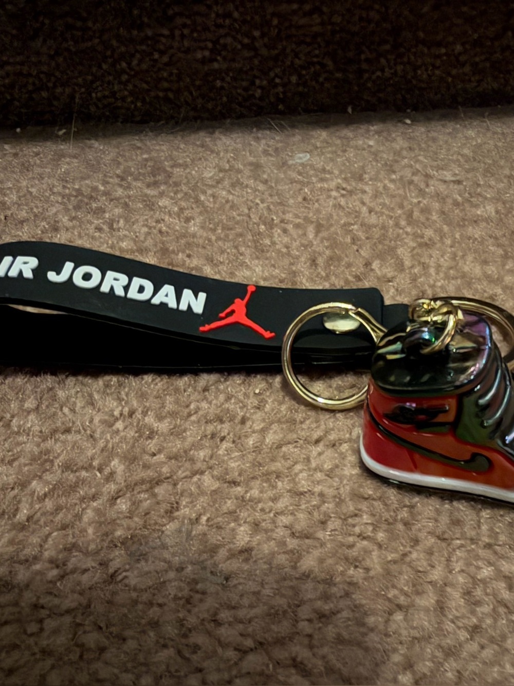 Air Jordan Black & Red Sneaker Keychain Wristlet